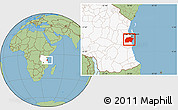 Savanna Style Location Map of Kisarawe, highlighted country