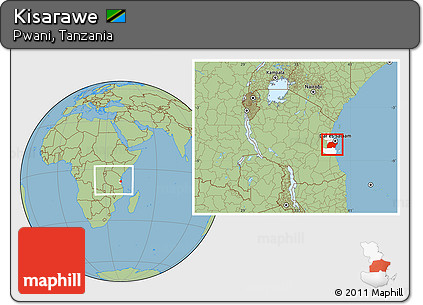 Savanna Style Location Map of Kisarawe, highlighted parent region, within the entire country