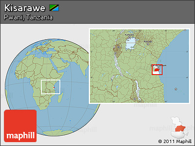 Savanna Style Location Map of Kisarawe, highlighted parent region, within the entire country