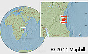 Savanna Style Location Map of Kisarawe, highlighted parent region, hill shading