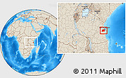 Shaded Relief Location Map of Kisarawe, within the entire country
