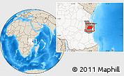 Shaded Relief Location Map of Kisarawe, highlighted country, highlighted parent region