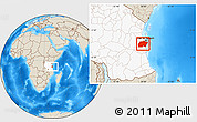 Shaded Relief Location Map of Kisarawe, highlighted country