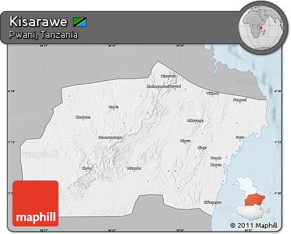 Gray Map of Kisarawe, single color outside