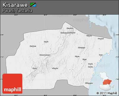 Gray Map of Kisarawe, single color outside