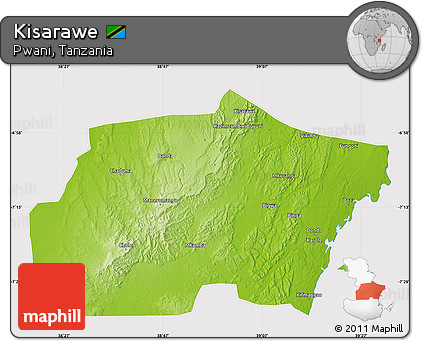 Physical Map of Kisarawe, cropped outside