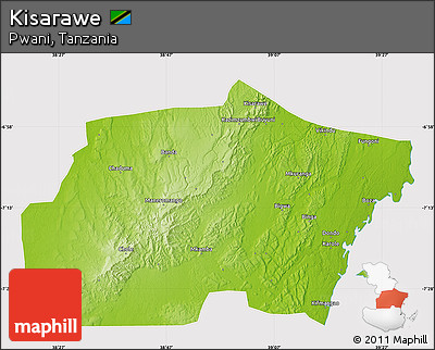Physical Map of Kisarawe, cropped outside