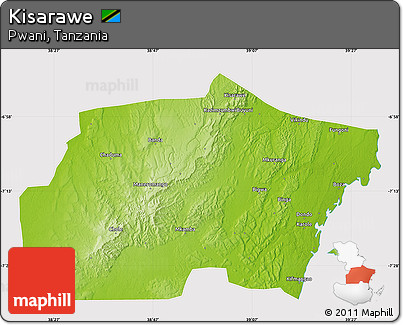 Physical Map of Kisarawe, cropped outside