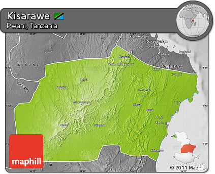 Physical Map of Kisarawe, desaturated