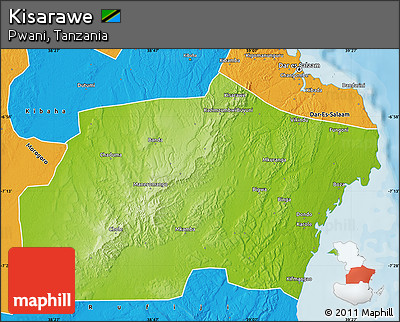 Physical Map of Kisarawe, political outside