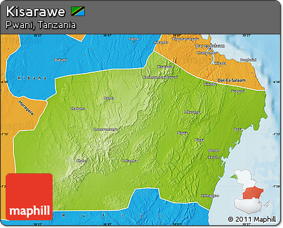Physical Map of Kisarawe, political outside