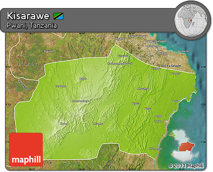 Physical Map of Kisarawe, satellite outside