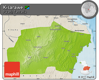 Physical Map of Kisarawe, shaded relief outside