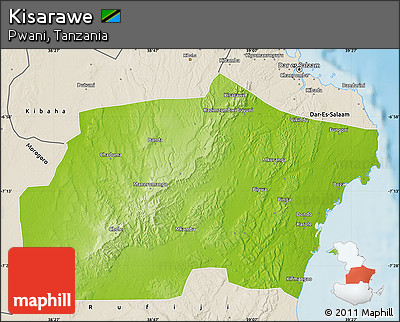 Physical Map of Kisarawe, shaded relief outside