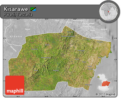 Satellite Map of Kisarawe, lighten, desaturated