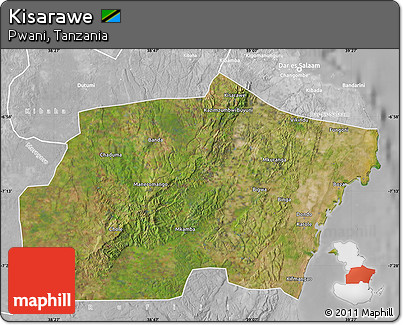 Satellite Map of Kisarawe, lighten, desaturated