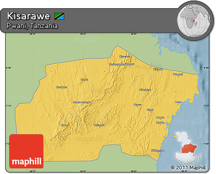 Savanna Style Map of Kisarawe, single color outside