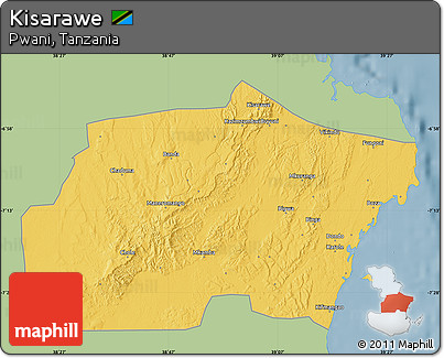 Savanna Style Map of Kisarawe, single color outside