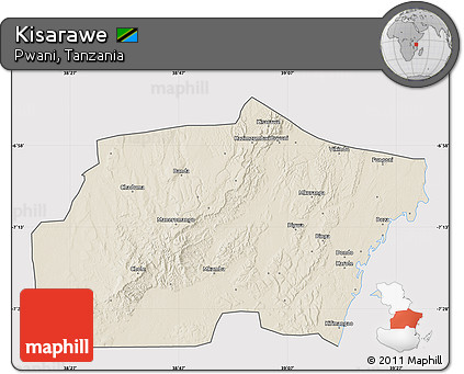 Shaded Relief Map of Kisarawe, cropped outside