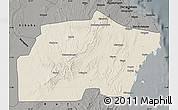 Shaded Relief Map of Kisarawe, darken, semi-desaturated