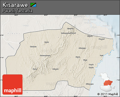 Shaded Relief Map of Kisarawe, lighten