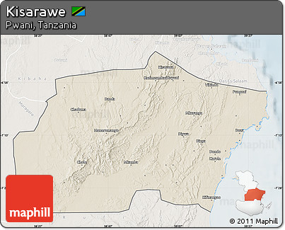 Shaded Relief Map of Kisarawe, lighten