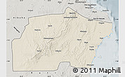 Shaded Relief Map of Kisarawe, semi-desaturated