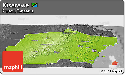 Physical Panoramic Map of Kisarawe, darken, desaturated