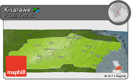 Physical Panoramic Map of Kisarawe, darken