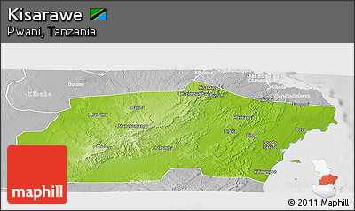 Physical Panoramic Map of Kisarawe, lighten, desaturated