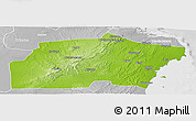 Physical Panoramic Map of Kisarawe, lighten, desaturated