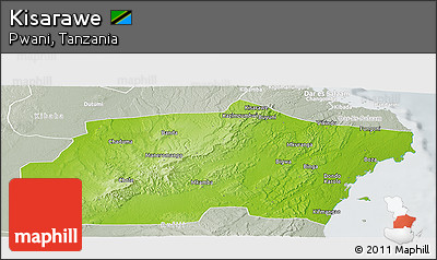 Physical Panoramic Map of Kisarawe, lighten, semi-desaturated