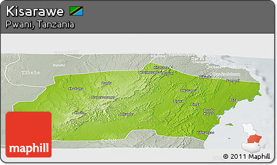 Physical Panoramic Map of Kisarawe, lighten, semi-desaturated