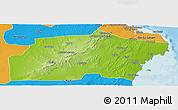 Physical Panoramic Map of Kisarawe, political outside