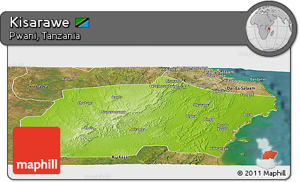 Physical Panoramic Map of Kisarawe, satellite outside