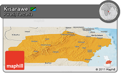 Political Panoramic Map of Kisarawe, shaded relief outside