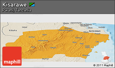 Political Panoramic Map of Kisarawe, shaded relief outside