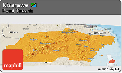 Political Panoramic Map of Kisarawe, shaded relief outside