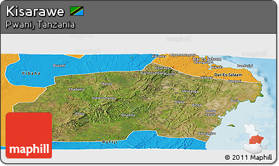 Satellite Panoramic Map of Kisarawe, political outside