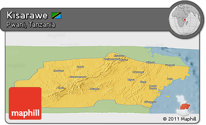 Savanna Style Panoramic Map of Kisarawe, single color outside