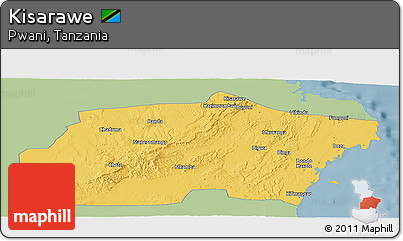 Savanna Style Panoramic Map of Kisarawe, single color outside