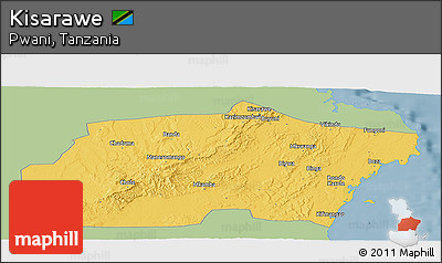 Savanna Style Panoramic Map of Kisarawe, single color outside