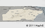 Shaded Relief Panoramic Map of Kisarawe, darken, semi-desaturated