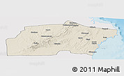 Shaded Relief Panoramic Map of Kisarawe, single color outside