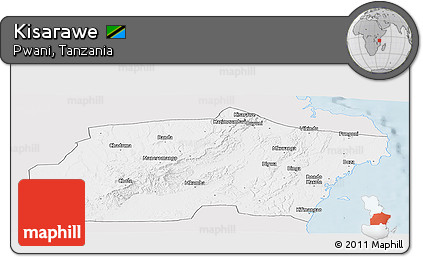 Silver Style Panoramic Map of Kisarawe, single color outside