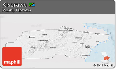 Silver Style Panoramic Map of Kisarawe, single color outside