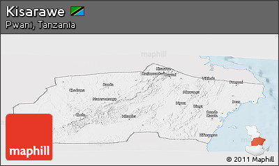 Silver Style Panoramic Map of Kisarawe, single color outside