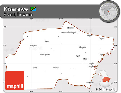 Classic Style Simple Map of Kisarawe, cropped outside