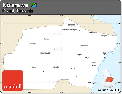 Classic Style Simple Map of Kisarawe, single color outside