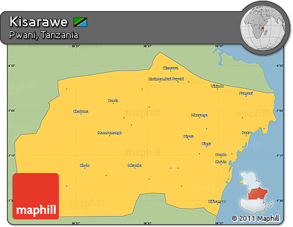 Savanna Style Simple Map of Kisarawe, single color outside